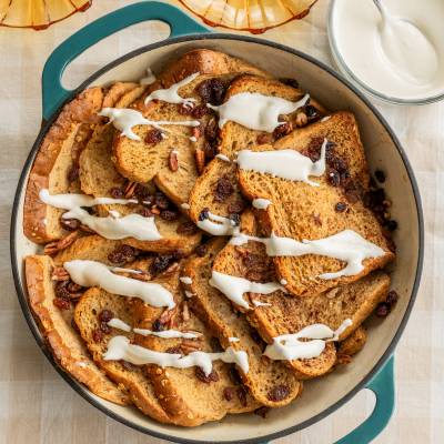 French toast casserole cinnamon roll-style 