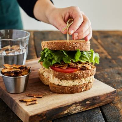 Club Sandwich with Tofu Spread and Smoked Coconut